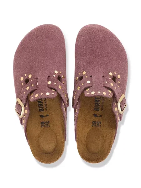 Замшевые шлепанцы Birkenstock с заклепками