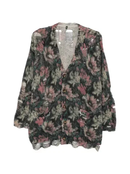 Cardigan R13 zdrențuiți cu model floral roz