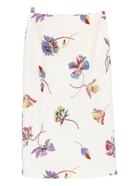 Spódnica La Doublej w kwiatki z nadrukiem biała