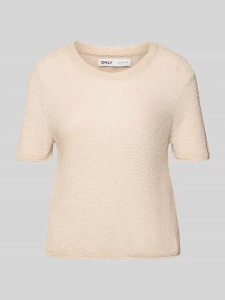 Sweter z dzianiny o kroju regular fit z krótkimi rękawami Model SUNNY' Only beżowy