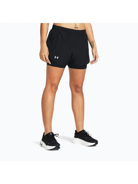 Pantaloni scurți de alergat pentru femei Under Armour Fly By black/black/reflective negru