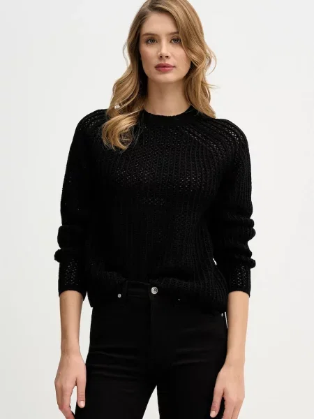 Pulover z dodatkom volne Sisley črna