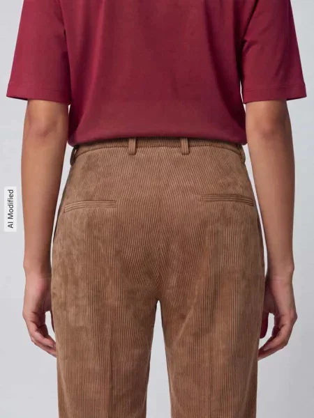 Spodnie sztruksowe o kroju regular fit z fixiertem nogawka z mankietem Model KRYSTAL' Cambio