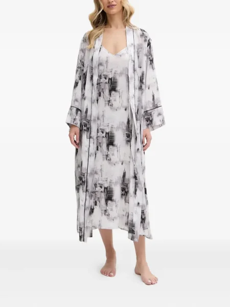 Halat Dkny cu imagine cu imprimeu abstract alb