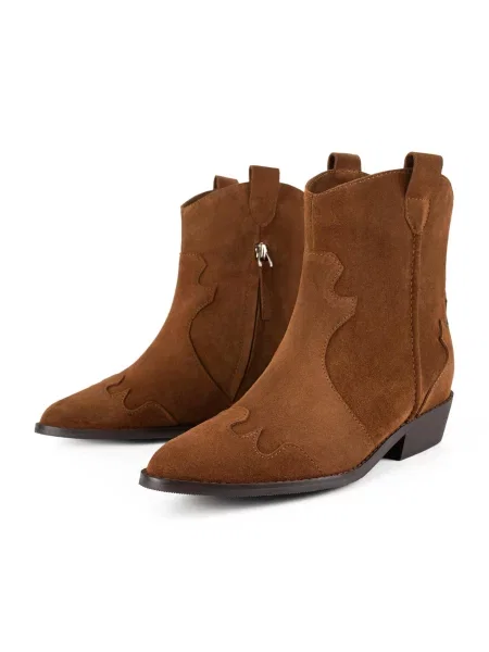 HANDMADE SHOES Cizme glezne WALK BETWEEN STARS caramel maro