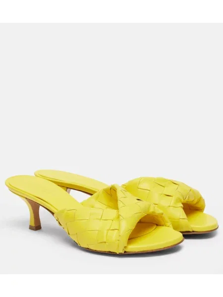 Usnjene mules Bottega Veneta rumena