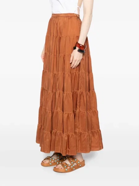 Fusta maxi Forte_forte de mătase maro