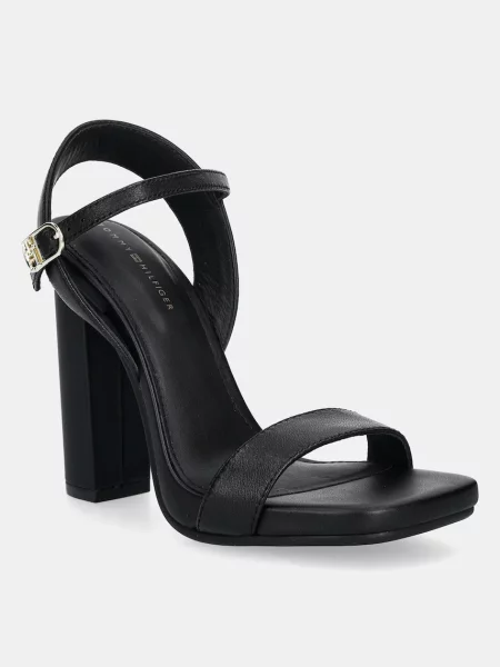 Usnjeni sandali Tommy Hilfiger HIGH HEEL LEATHER SANDAL črna