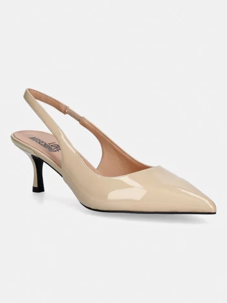 Pantofi cu toc Love Moschino din piele bej