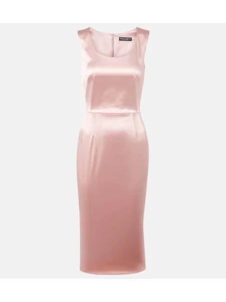Satenska midi obleka Dolce&gabbana roza