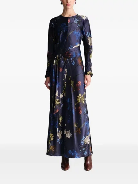 Rochie maxi Cara Cara cu model floral cu imagine albastru