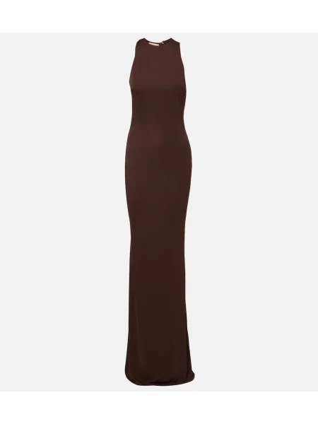 Rochie De La Vali din jerseu cu mărgele cu spatele deschis maro