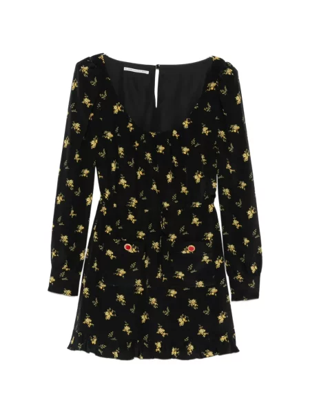 Rochie mini Alessandra Rich de mătase cu model floral cu imagine negru