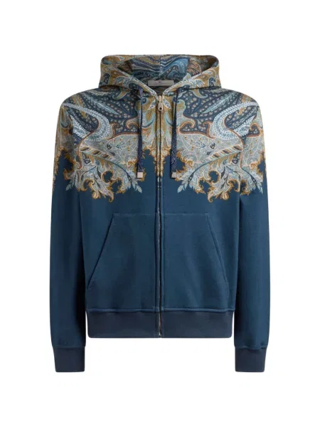 Hanorac cu glugă Etro cu glugă cu imagine cu model paisley albastru