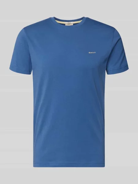 T-shirt z detalem z logo Gant niebieska