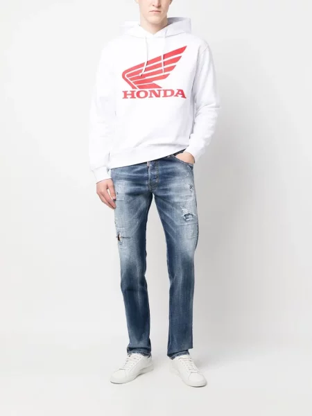 Hanorac cu glugă Dsquared2 cu imagine alb