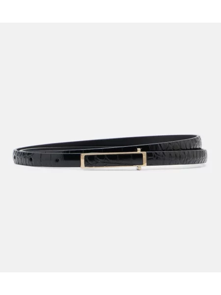 Cu centură curea Tom Ford din piele de lac negru