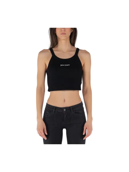 Top Palm Angels z nadrukiem elegancki czarny