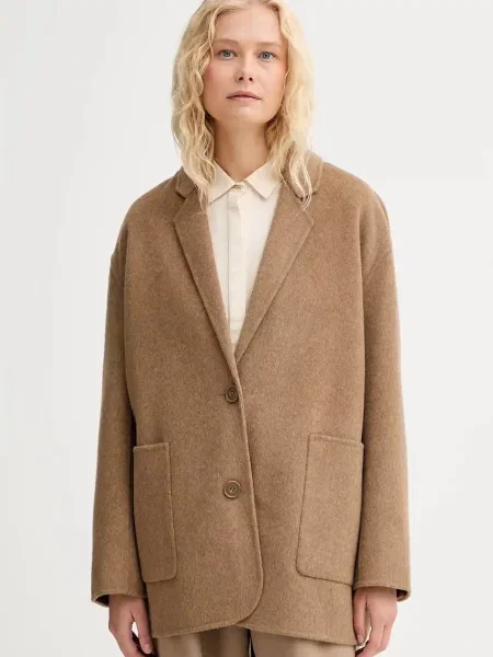 Kabát s vlnou Sessun oversize béžová