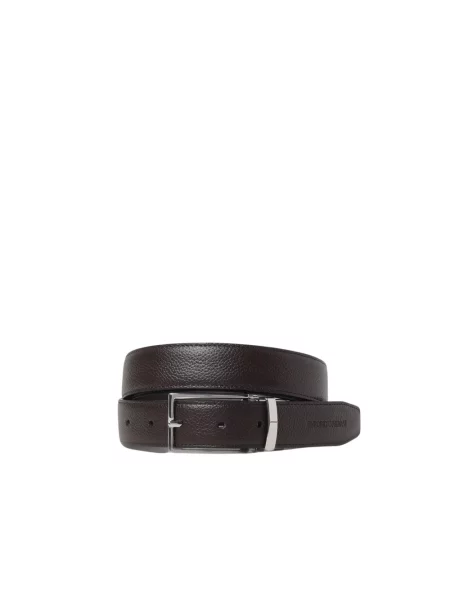 Emporio Armani pasek skórzany brązowy