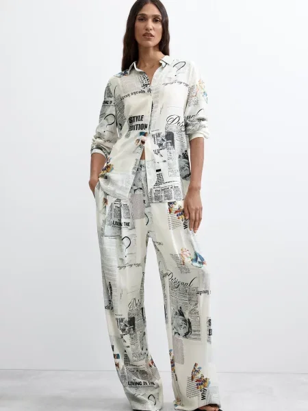 Desigual Pantaloni cutați albastru deschis / galben curry / negru / murdar alb