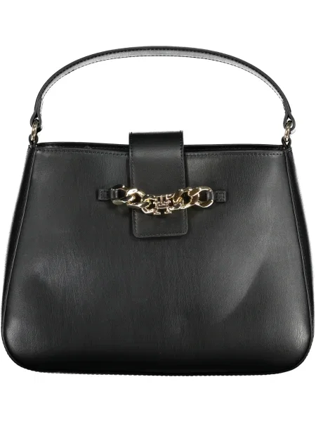 Lniana torebka Tommy Hilfiger czarna