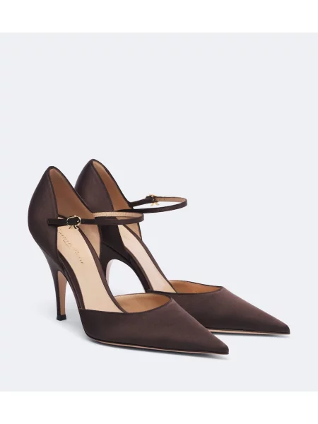 Pantofi cu toc Gianvito Rossi din satin maro
