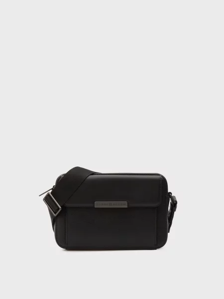 Кожаная сумка Tommy Hilfiger в деловом стиле черная