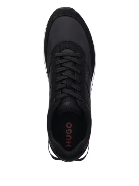 Sneakerși Hugo cu șireturi din dantelă negru
