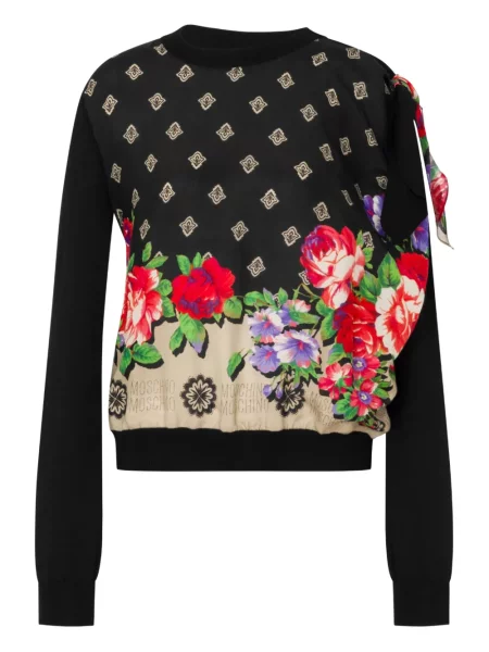 Pulover Moschino cu funde cu model floral negru