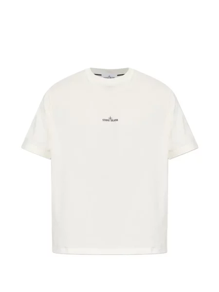 Tricou Stone Island din jerseu cu strasuri alb