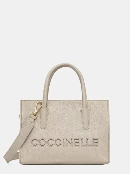 Coccinelle geantă crossbody pentru femei din piele bej