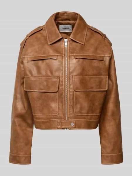 Kurtka z materiału skóropodobnego z z patką model MADISON' Topshop