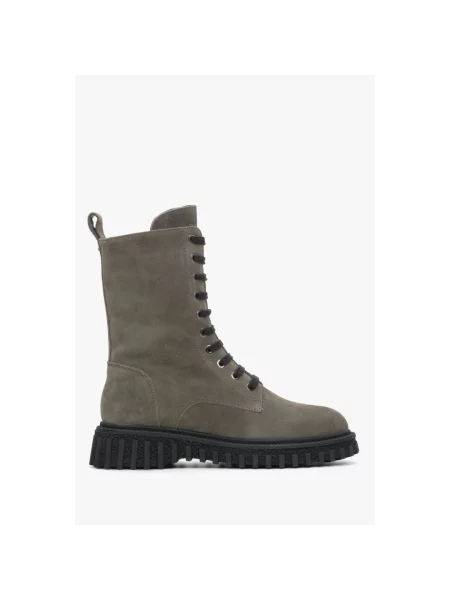 Зимові черевики велюрові Estro сірі