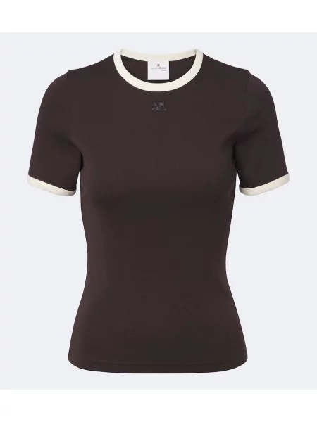 Tricou Courreges din jerseu maro