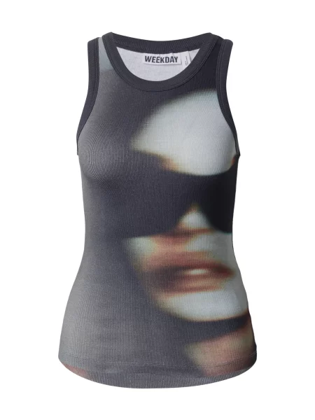 WEEKDAY Top maro pueblo / gri metalic / negru / murdar alb