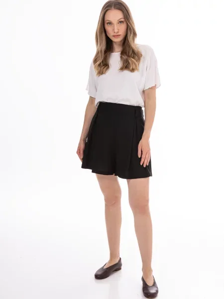 Szorty z lnu Awama wiązane czarne