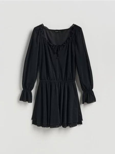 Reserved Сукня-міні з оборками чорний