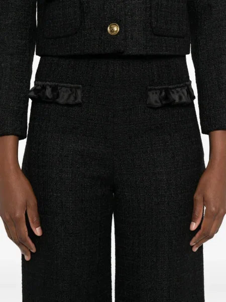 Pantaloni Sandro cu volane din tweed negru