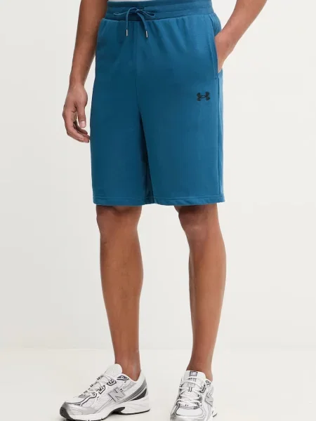 Under Armour teplákové šortky s bavlnou Rival modré