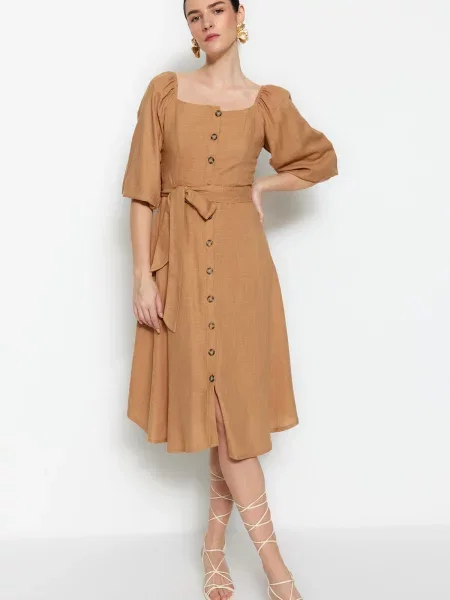 Midi obleka Trendyol oranžna