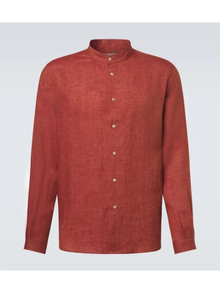 Lněná košile Brunello Cucinelli červená