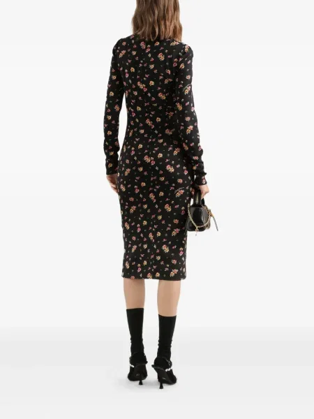 Φλοράλ κοστούμι μάξι φόρεμα Dolce & Gabbana με μήκος μέχρι το γόνατο μαύρο