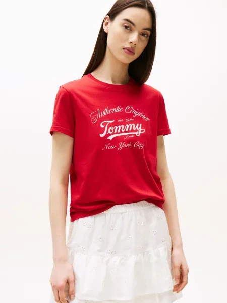 Tommy Jeans Tricou ESSENTIAL roșu alb