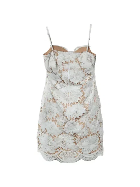 Rochie mini Self-portrait cu funde din dantelă alb