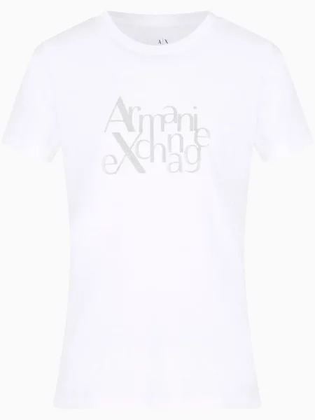 Tricou Armani Exchange cu autograf alb