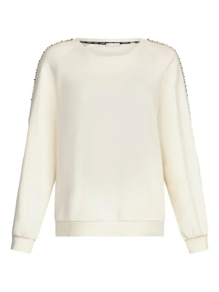 Stras hanorac crewneck Liu Jo cu decolteu rotund alb