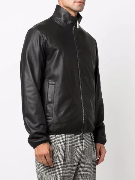 Kožená bunda Emporio Armani černá