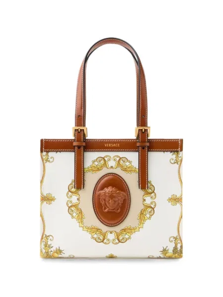 Geantă shopper Versace din canvas alb