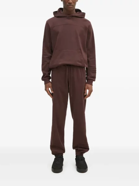 Pantaloni Adidas cu dungi cu broderie din fleece negru